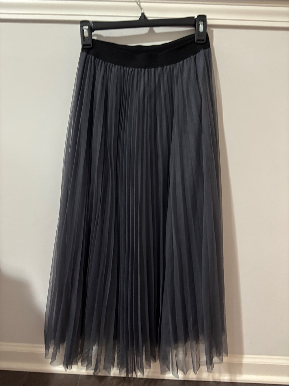 Gray Ballerina Pleated Tulle Maxi Skirt
